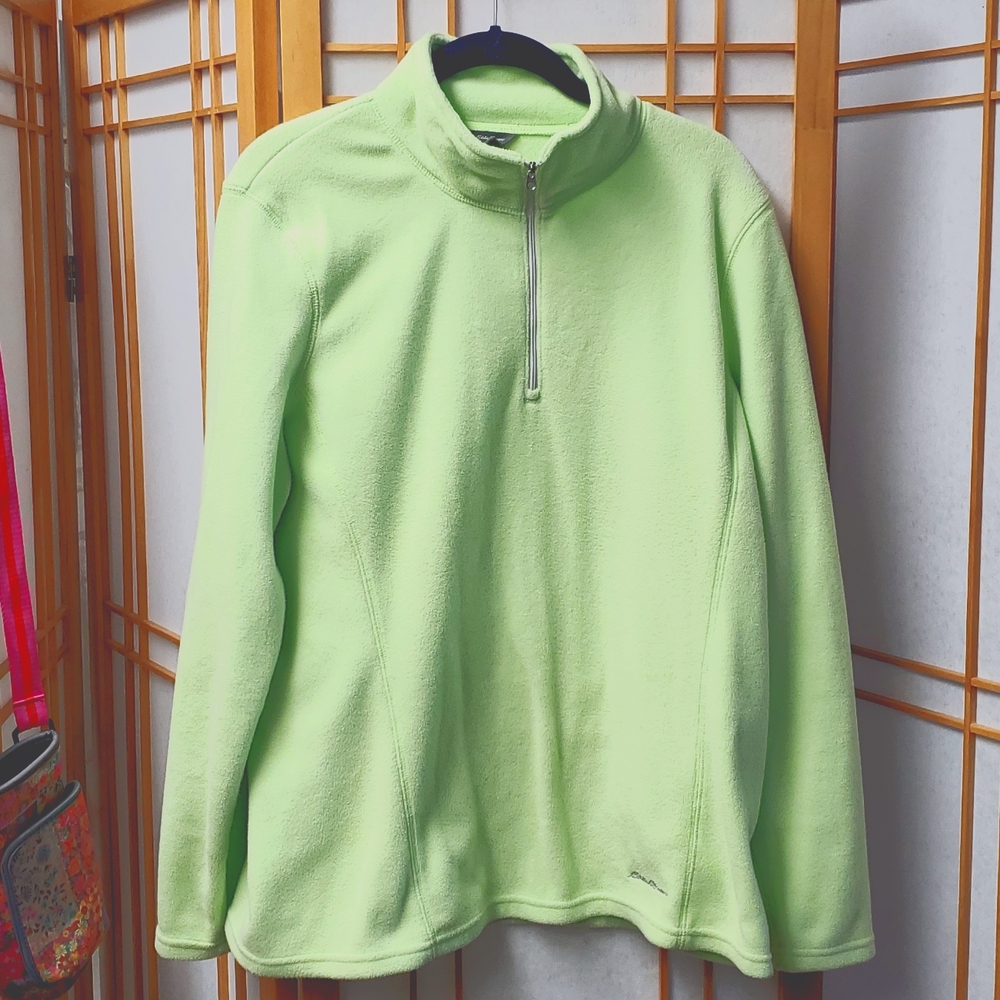 Eddie Bauer Bright Green Fleece Quarter Zip Pullover XL